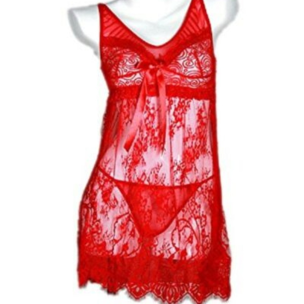 Ms.Demon Red Sexy Lingerie Nightie w/G-string